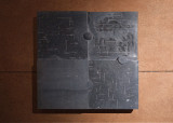 Felizitas Moroder, <em>After Eight, </em>2025, Belgian marble, canned goods, 60 × 60 × 6 cm – Thumbnail preview