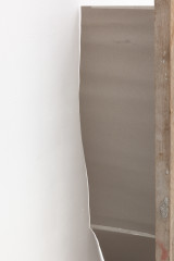 Johanna Charlotte Trede, <em>b: I’m like weak paper 1</em> (detail), 2026, Found wood, bought paper, 157 × 120 × 35 cm – Thumbnail preview