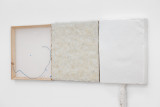 Laurids Oder, <em>Minus 2015 (Reprise)</em>, 2026, (1) Oil, glue, rabbit-skin glue, PU film, neutral cable, wood, 50 × 50 cm; (2) Ink and feathers on canvas, 50 × 50 cm; (3) Ice and ink on copper, 40 × 50 cm; (4) Cooling unit, cooling tubes, gauze, plexiglass, cardboard boxes, Dimensions variable – Thumbnail preview