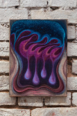 Marianne Vlaschits, <em>Friday</em>, 2023, Flashe, acrylics and oil on burlap, 40x30cm – Thumbnail preview