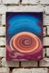 Marianne Vlaschits, <em>Thursday</em>, 2023, Flashe, acrylics and oil on burlap, 40x30cm – Thumbnail preview