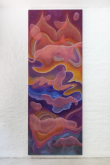Marianne Vlaschits, <em>5% Mild Joy, 30% Distrust, 50% Despair, 15% Awe, </em>2024, Flashe and acrylics on burlap, 270x100cm – Thumbnail preview