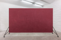 Nicolas Jasmin, <em>Paravent (sunset red)</em>, 2025<em>, </em>Wood frame, plaster board, paint, metal, rubber wheels, 348 x 192 x 46 cm – Thumbnail preview
